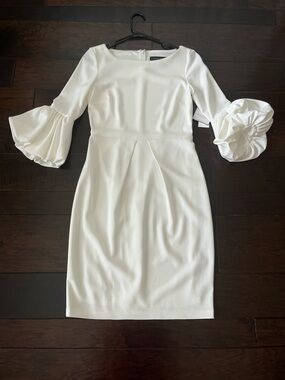 NWT Landry White Boat Neck Sheath Dress; Size 4